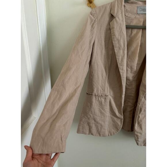 Anthropologie Blazer Women's Small Beige Dalia Linen Blend Open - Picture 3 of 7
